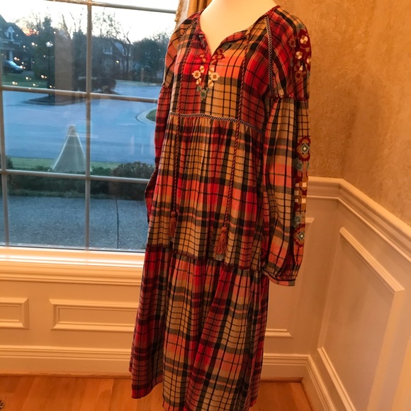 flannel midi dress